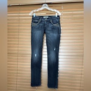 PRVCY Skinny Jean Studs Blue Flap Pocket women’s Size 25